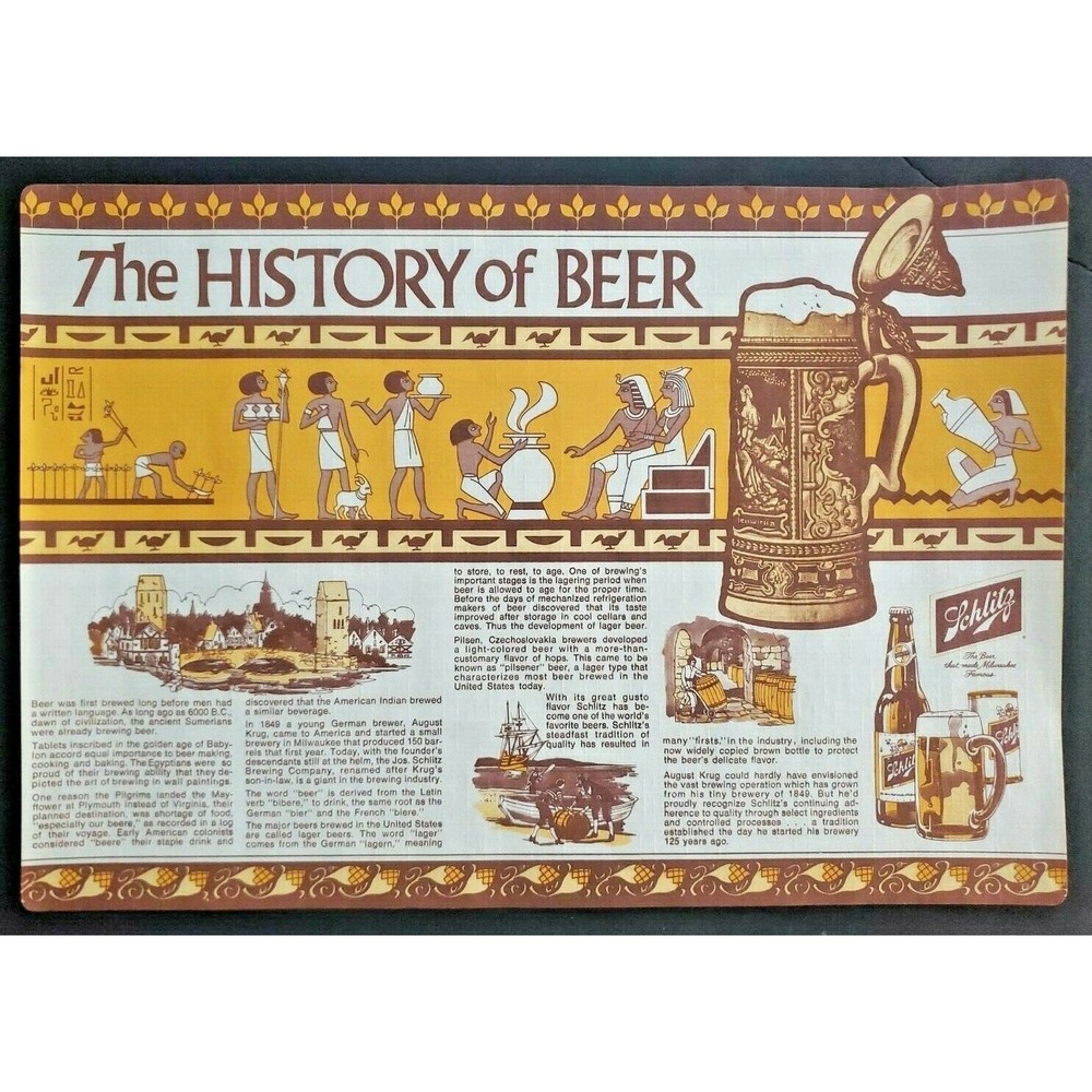 1980 Jos. Schlitz Beer The History Of Beer Placemat Art Print Poster WS8D